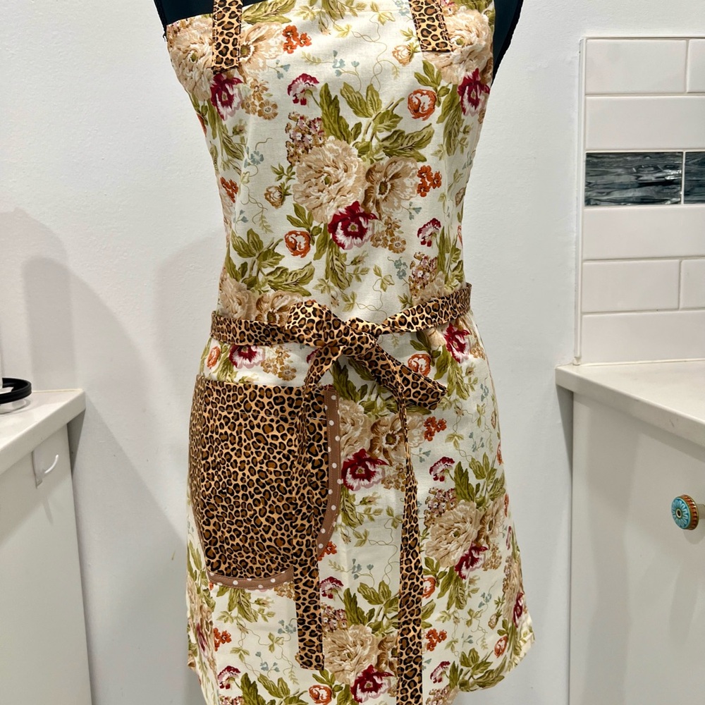 Floral and Leopard Print Apron